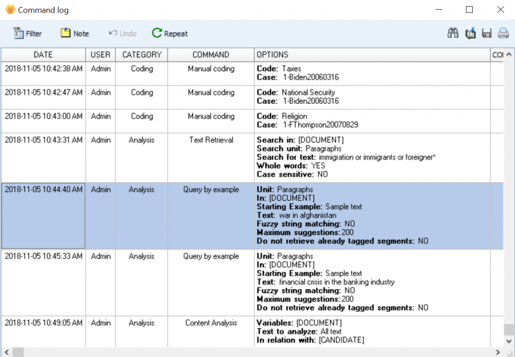 Command log April 15, 2020